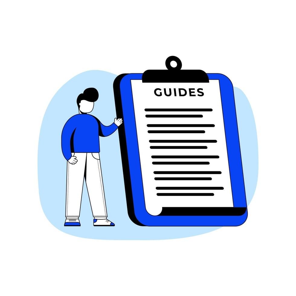 guides-flat-design-concept-illustration-icon-user-manual-drafting-the-contract-how-to-requirements-specifications-document-abstract-metaphor-can-use-for-landing-page-mobile-app-free-vector